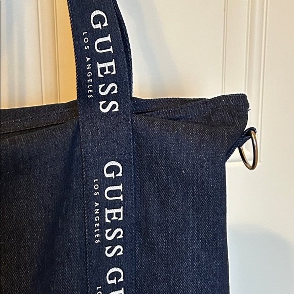 GUESS Denim Navy Blue Tote Bag NEW - Picture 2 of 9